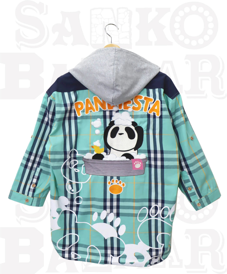 SB 熊猫印 バブルパンダ フード付き BIG チェックシャツ 七分袖(582202 