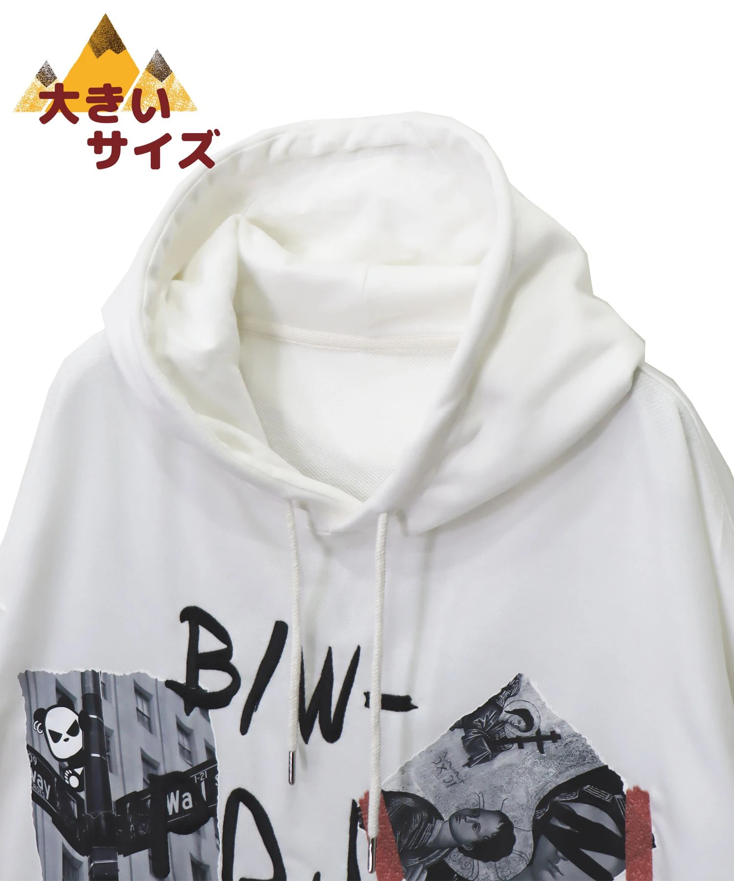SB 《大きいサイズ》 B/W-PDJ ポートレイト BIG HOODED SWEAT