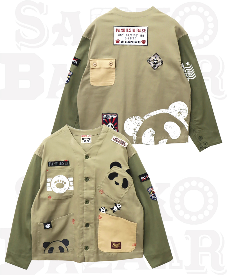 熊猫ページ SB 熊猫謹製 配色切替 ミリタリー ノーカラー ジャケット(533951