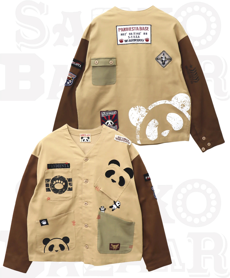 SB 熊猫謹製 配色切替 ミリタリー ノーカラー ジャケット(533951