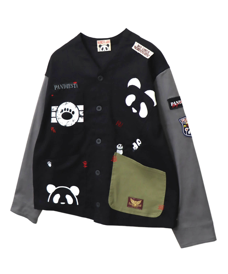 熊浪出品 SB 熊猫謹製 配色切替 ミリタリー ノーカラー ジャケット(533951