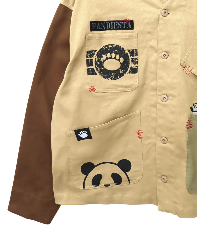 SB 熊猫謹製 配色切替 ミリタリー ノーカラー ジャケット(533951