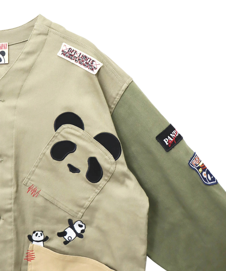 熊浪出品 SB 熊猫謹製 配色切替 ミリタリー ノーカラー ジャケット(533951