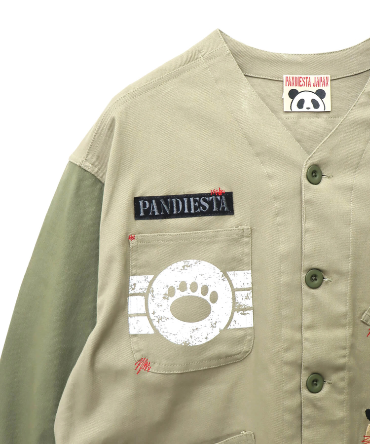 熊浪出品 SB 熊猫謹製 配色切替 ミリタリー ノーカラー ジャケット(533951