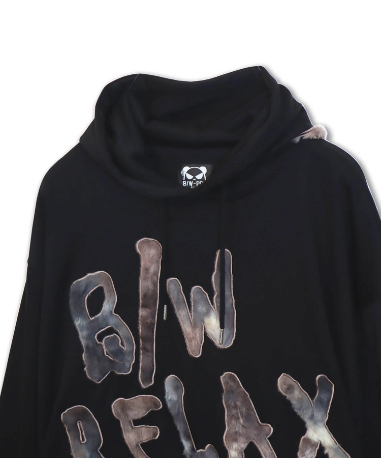 SB B/W-PDJ フェイクファーロゴ ルーズ プルパーカー(533858