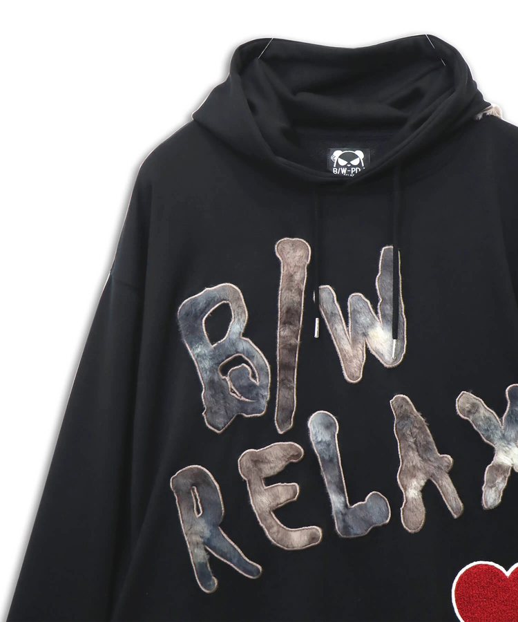 SB B/W-PDJ フェイクファーロゴ ルーズ プルパーカー(533858