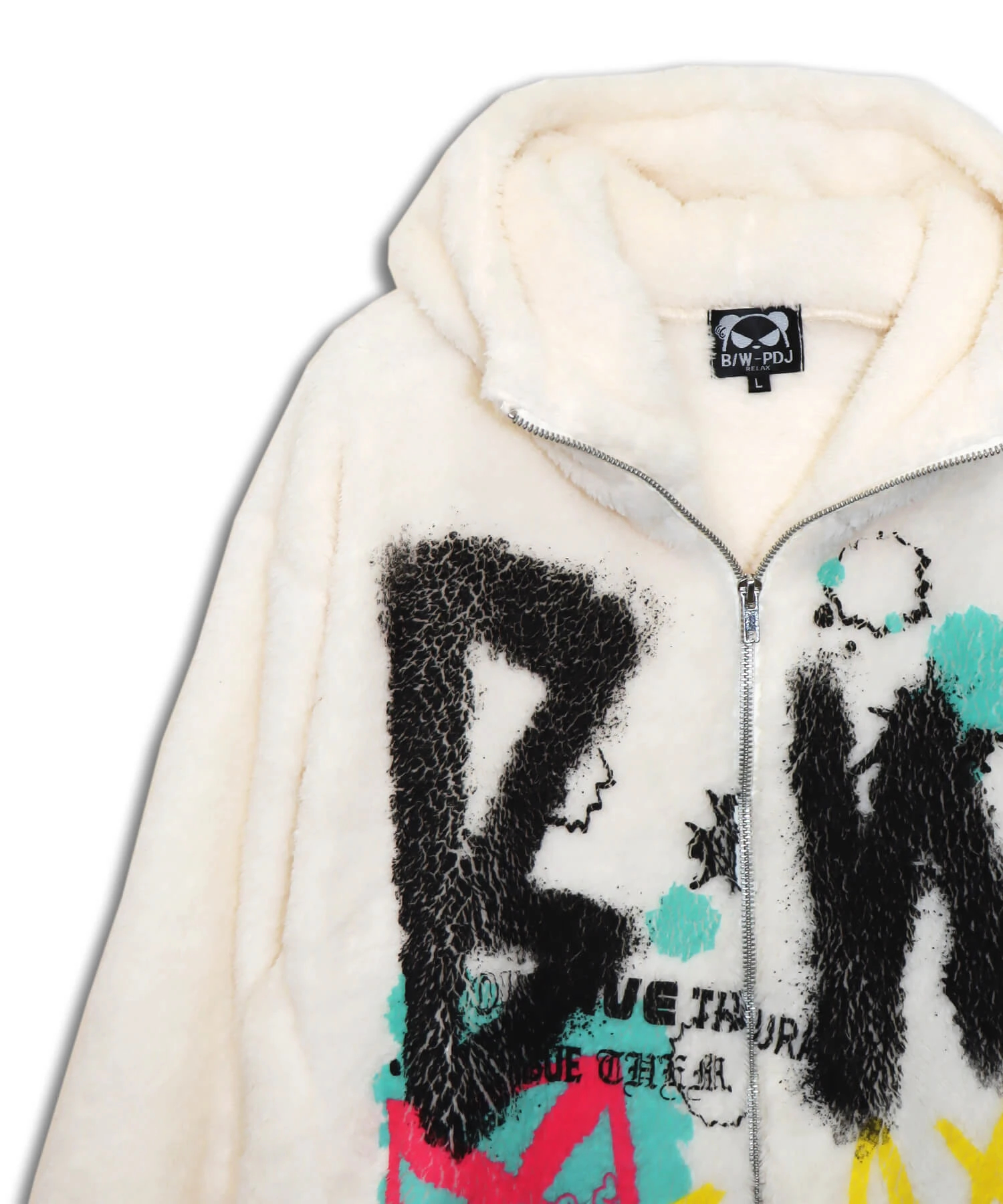 SB B/W-PDJ スプレーアート ボアフリース ジップパーカー(533860