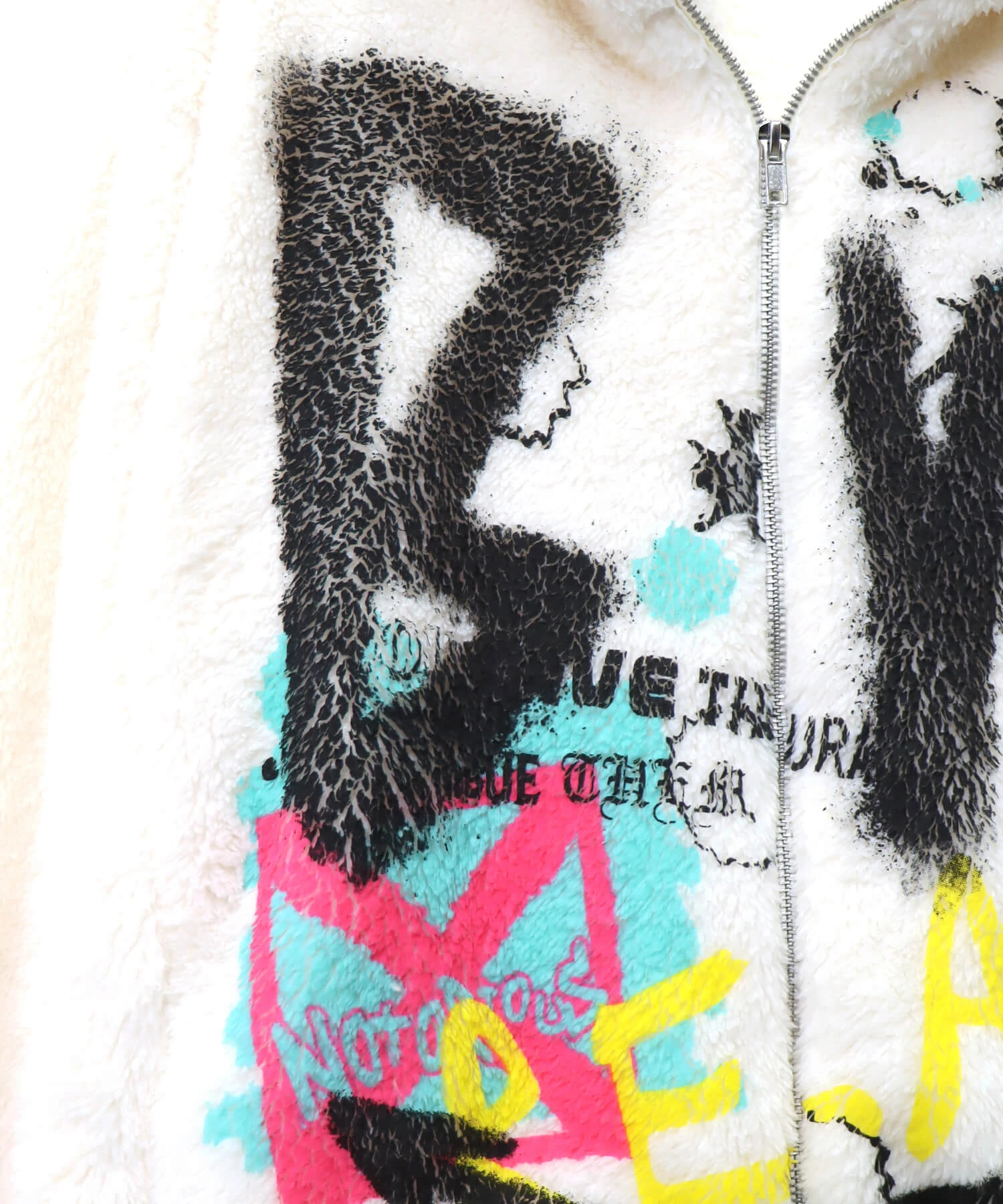 SB B/W-PDJ スプレーアート ボアフリース ジップパーカー(533860