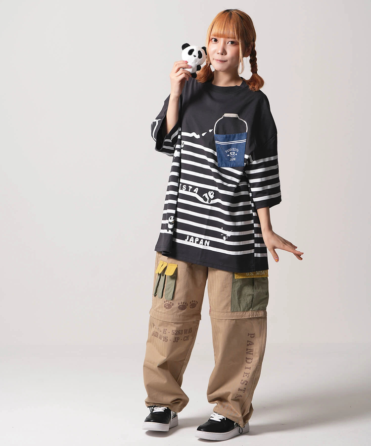PANDIESTA(パンディエスタ) |SB PANDIESTA ボーダー ぬいぐるみ付 BIG S/S Tee(554472)