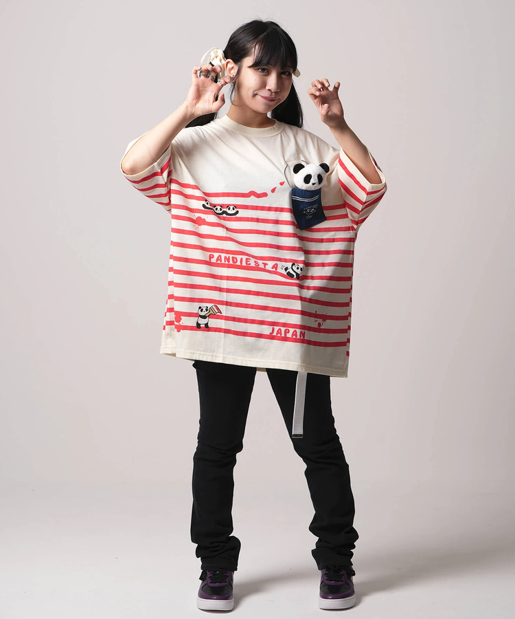 PANDIESTA(パンディエスタ) |SB PANDIESTA ボーダー ぬいぐるみ付 BIG S/S Tee(554472)