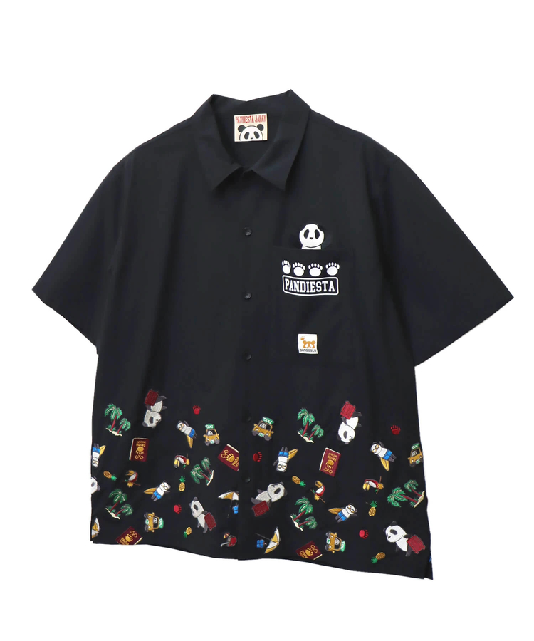 PANDIESTA(パンディエスタ) |SB 熊猫印 ワールドトラベル パンダ 裾刺繍 S/S ボタンシャツ(554201)