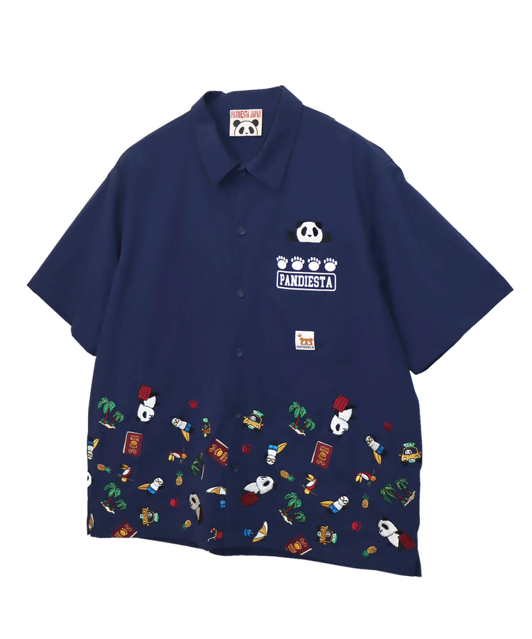 PANDIESTA(パンディエスタ) |SB 熊猫印 ワールドトラベル パンダ 裾刺繍 S/S ボタンシャツ(554201)