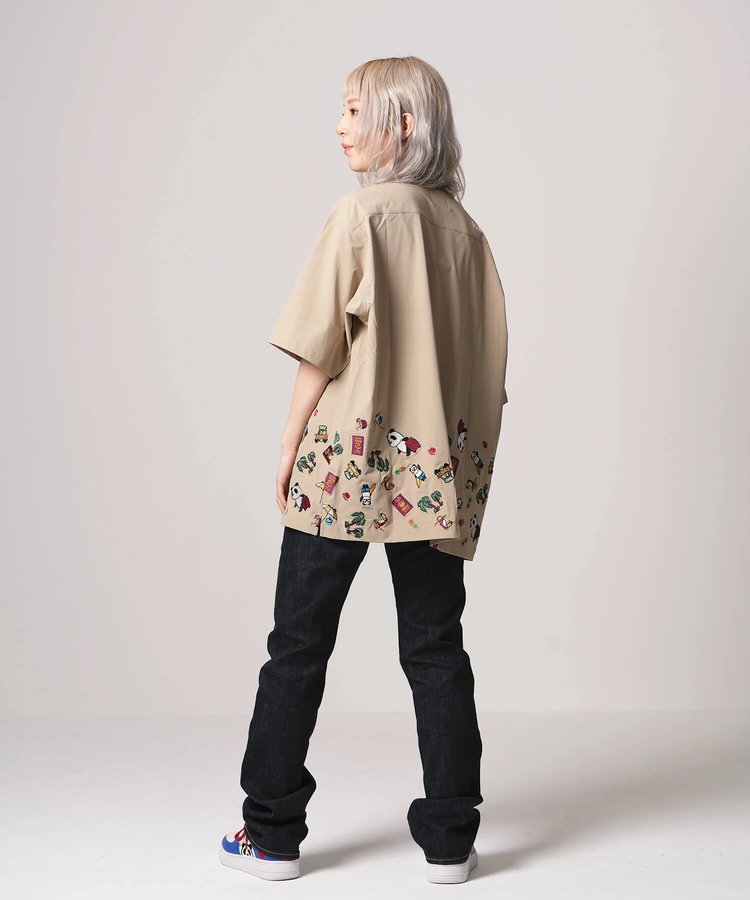 PANDIESTA(パンディエスタ) |SB 熊猫印 ワールドトラベル パンダ 裾刺繍 S/S ボタンシャツ(554201)