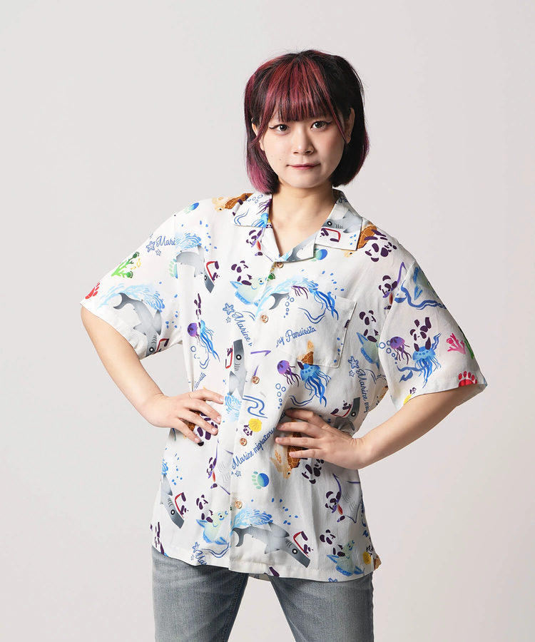 PANDIESTA(パンディエスタ) |SB 熊猫謹製 アクアリウム パンダ ちりめん アロハ シャツ(554208)