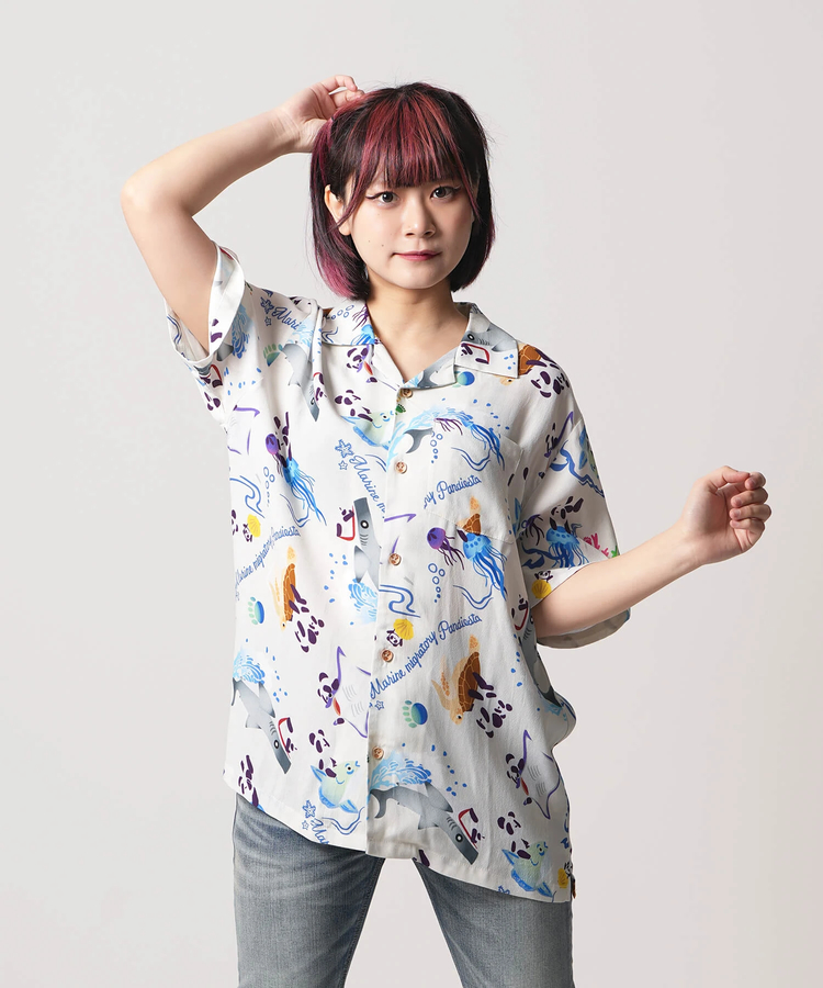 PANDIESTA(パンディエスタ) |SB 熊猫謹製 アクアリウム パンダ ちりめん アロハ シャツ(554208)