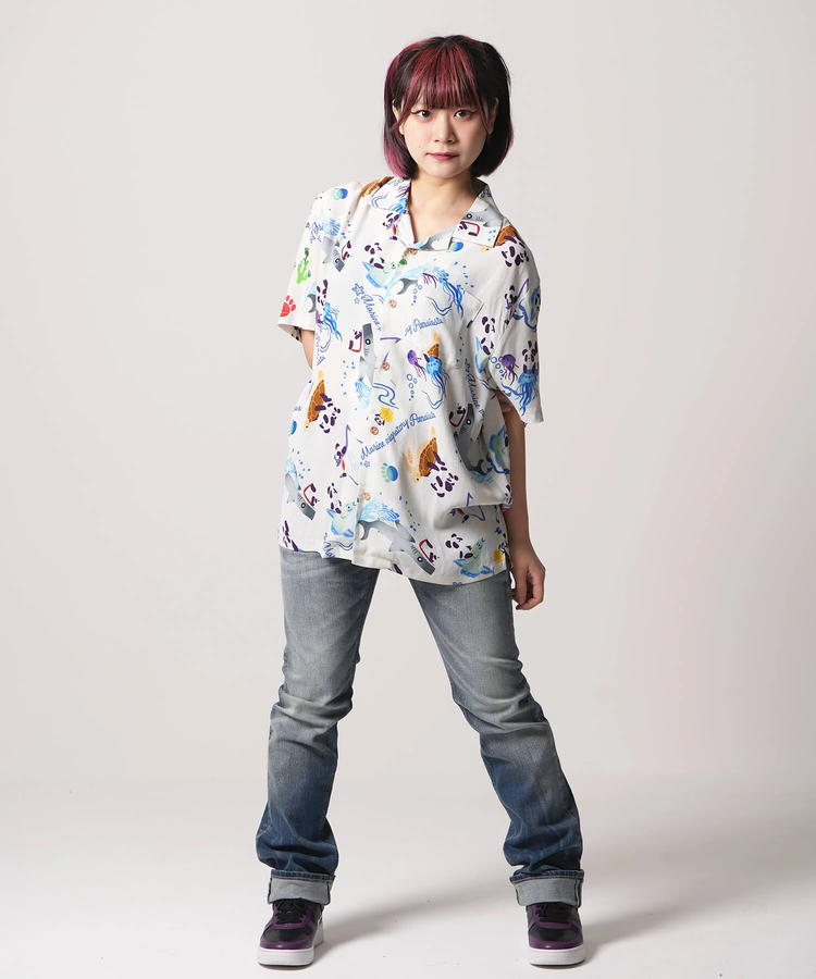 PANDIESTA(パンディエスタ) |SB 熊猫謹製 アクアリウム パンダ ちりめん アロハ シャツ(554208)