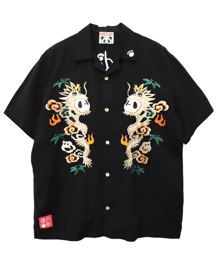 【国内在庫】 熊猫謹製 SB パンドラゴン MENS シャツ(585202 オープン 総刺繍 遊戯王OCG デュエルモンスターズ