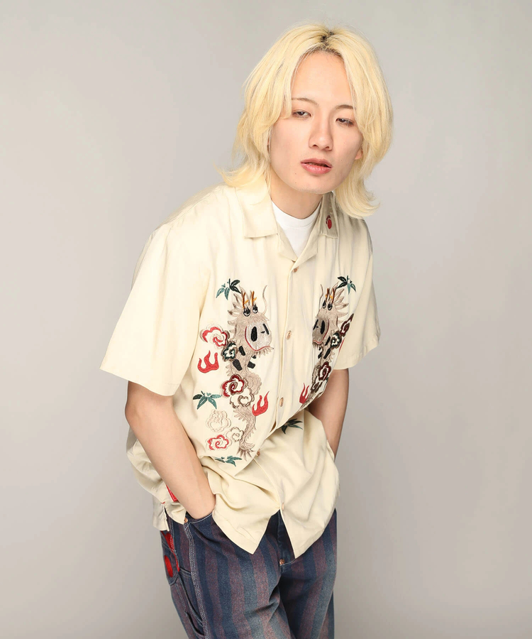PANDIESTA(パンディエスタ) |SB 熊猫謹製 パンドラゴン 総刺繍 オープン シャツ(585202 MENS)