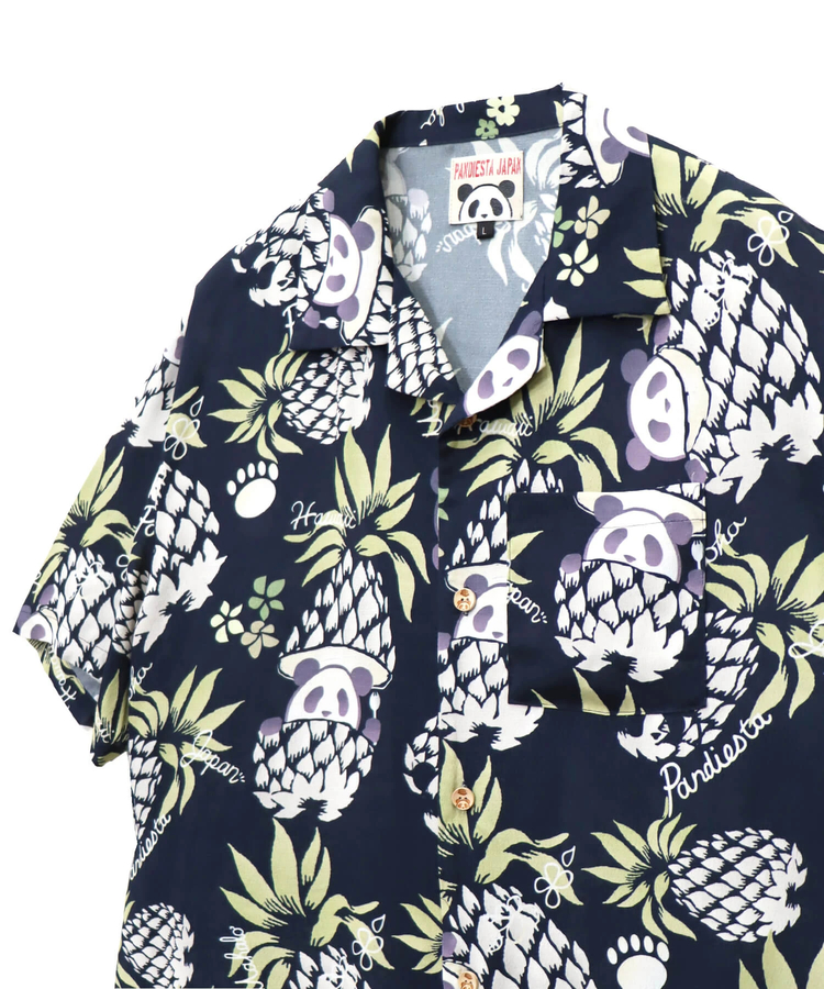 PANDIESTA(パンディエスタ) |SB 熊猫謹製 パイナップルパンダ レーヨン アロハ シャツ(585205 MENS)
