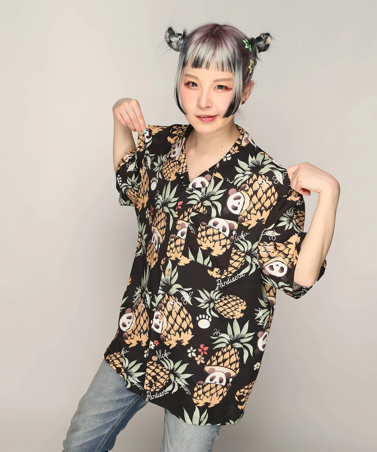 PANDIESTA(パンディエスタ) |SB 熊猫謹製 パイナップルパンダ レーヨン アロハ シャツ(585205 MENS)