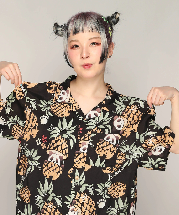 PANDIESTA(パンディエスタ) |SB 熊猫謹製 パイナップルパンダ レーヨン アロハ シャツ(585205 MENS)