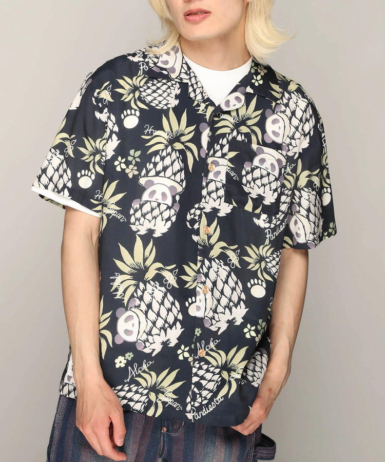 PANDIESTA(パンディエスタ) |SB 熊猫謹製 パイナップルパンダ レーヨン アロハ シャツ(585205 MENS)