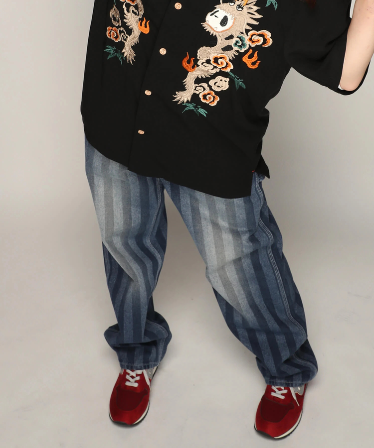 PANDIESTA(パンディエスタ) |SB 熊猫謹製 ストライプジャガード ワイド ペインターパンツ(585651 MENS)