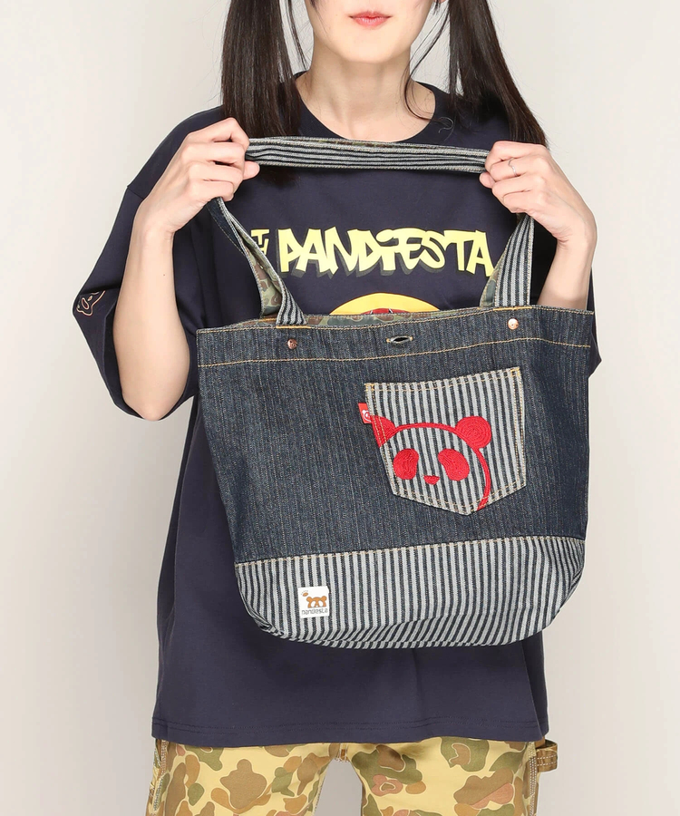 PANDIESTA(パンディエスタ) |SB 熊猫謹製 パンダアイコン 刺繍 切替 トートバッグ(585650 MENS/WOMENS)
