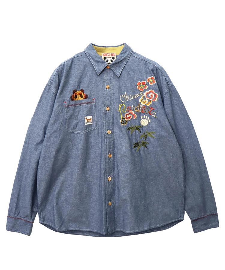 PANDIESTA(パンディエスタ) |SB 熊猫謹製 シーサーぱんだ シャンブレーシャツ(575201 MENS)