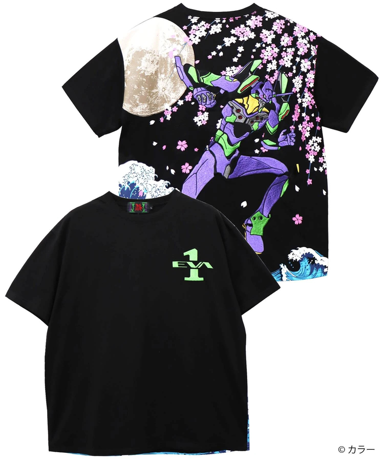 SB 錦 EVANGELION 月下 荒波 桜 と初号機 S/S Tee(585350 MENS