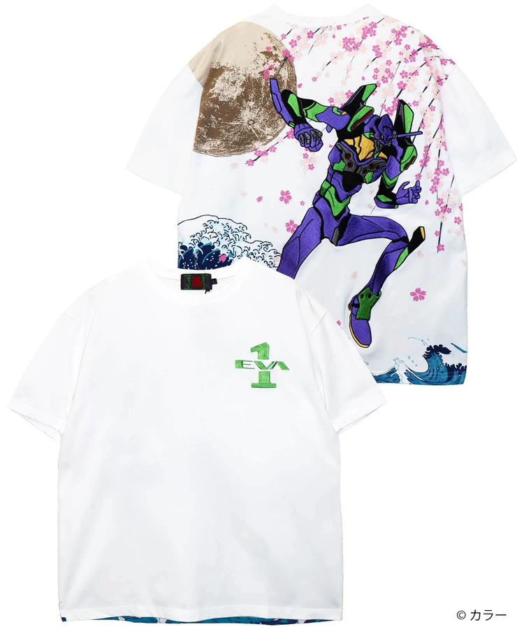 SB 錦 EVANGELION 月下 荒波 桜 と初号機 S/S Tee(585350 MENS