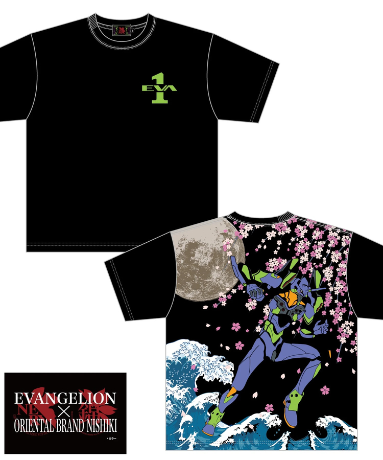 SB 錦 EVANGELION 月下 荒波 桜 と初号機 S/S Tee(585350 MENS