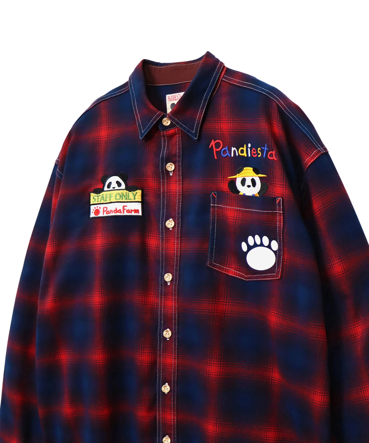 PANDIESTA(パンディエスタ) |SB PANDIESTA FARMERS PANDA オンブレ チェック フランネルシャツ(595204 MENS)