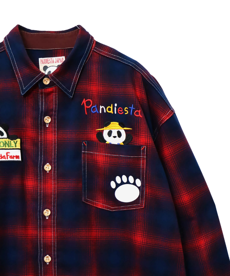 PANDIESTA(パンディエスタ) |SB PANDIESTA FARMERS PANDA オンブレ チェック フランネルシャツ(595204 MENS)