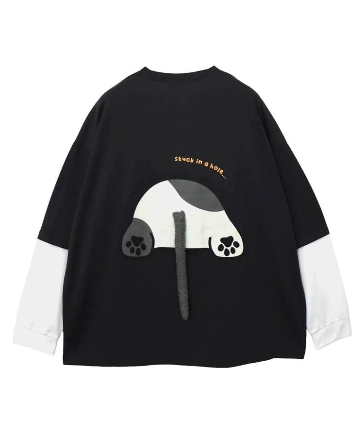 PANDIESTA(パンディエスタ) |SB PANDIESTA 飛び出し にゃんこぱんだ ロングスリーブ Tシャツ(595751 MENS/WOMENS)