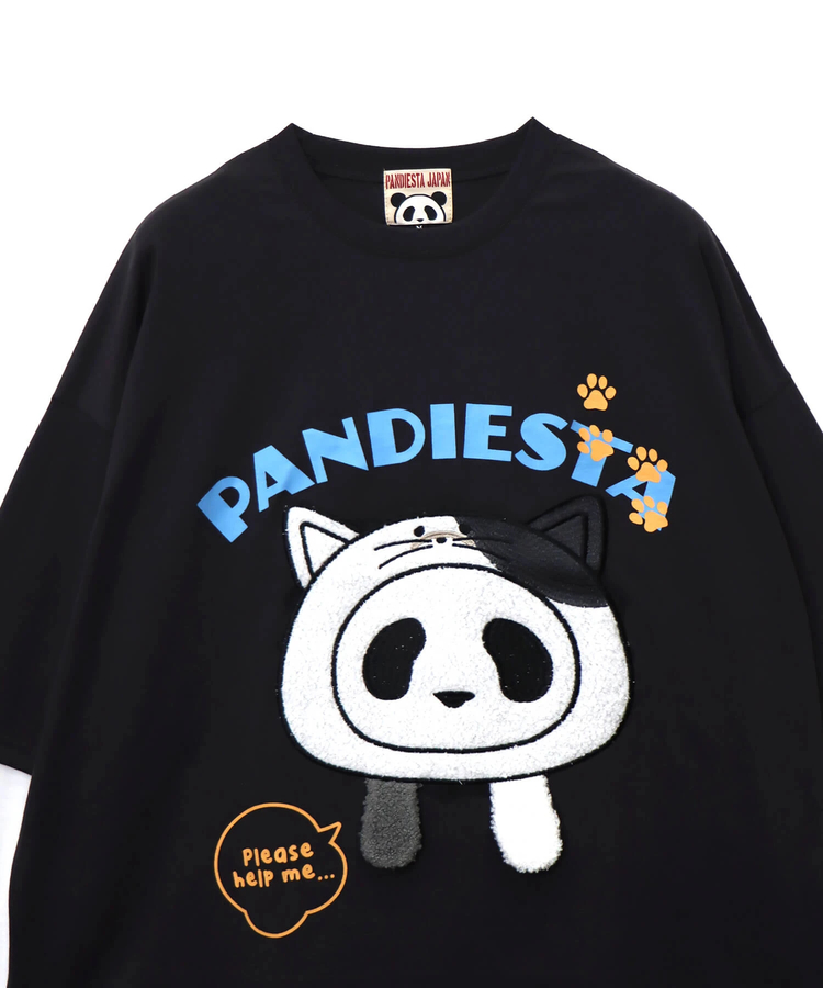 PANDIESTA(パンディエスタ) |SB PANDIESTA 飛び出し にゃんこぱんだ ロングスリーブ Tシャツ(595751 MENS/WOMENS)