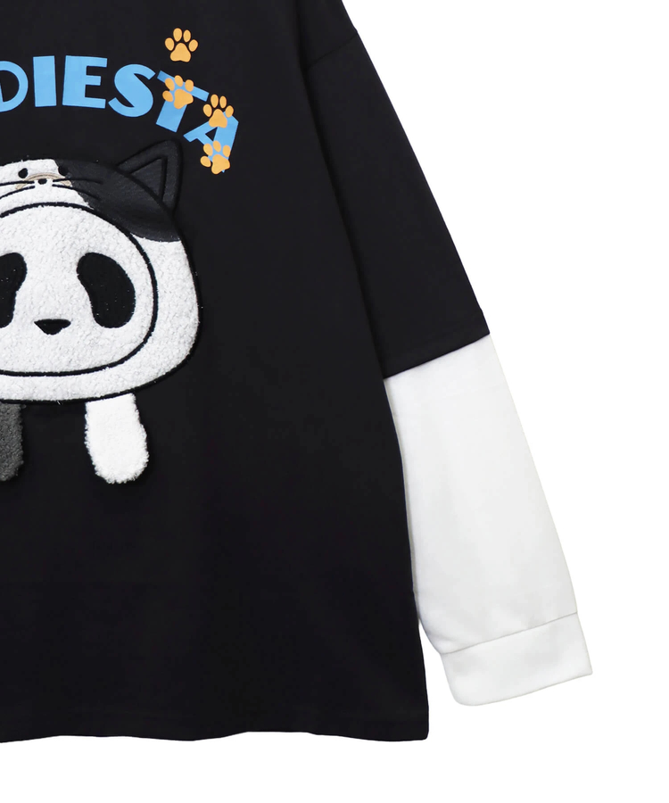 PANDIESTA(パンディエスタ) |SB PANDIESTA 飛び出し にゃんこぱんだ ロングスリーブ Tシャツ(595751 MENS/WOMENS)