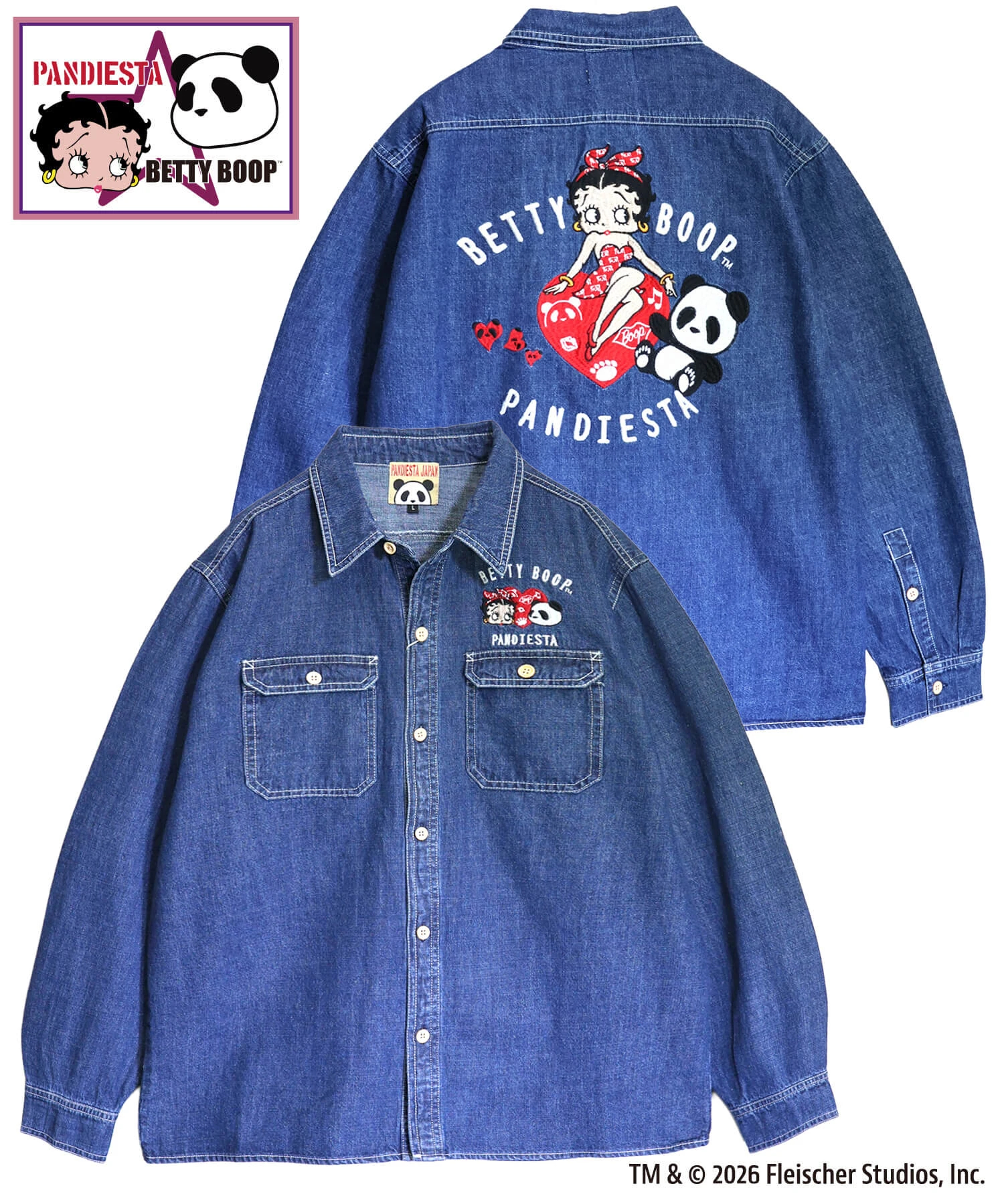 SB BETTYBOOP Pandiesta HEART & BETTY デニム シャツ（516601 MENS