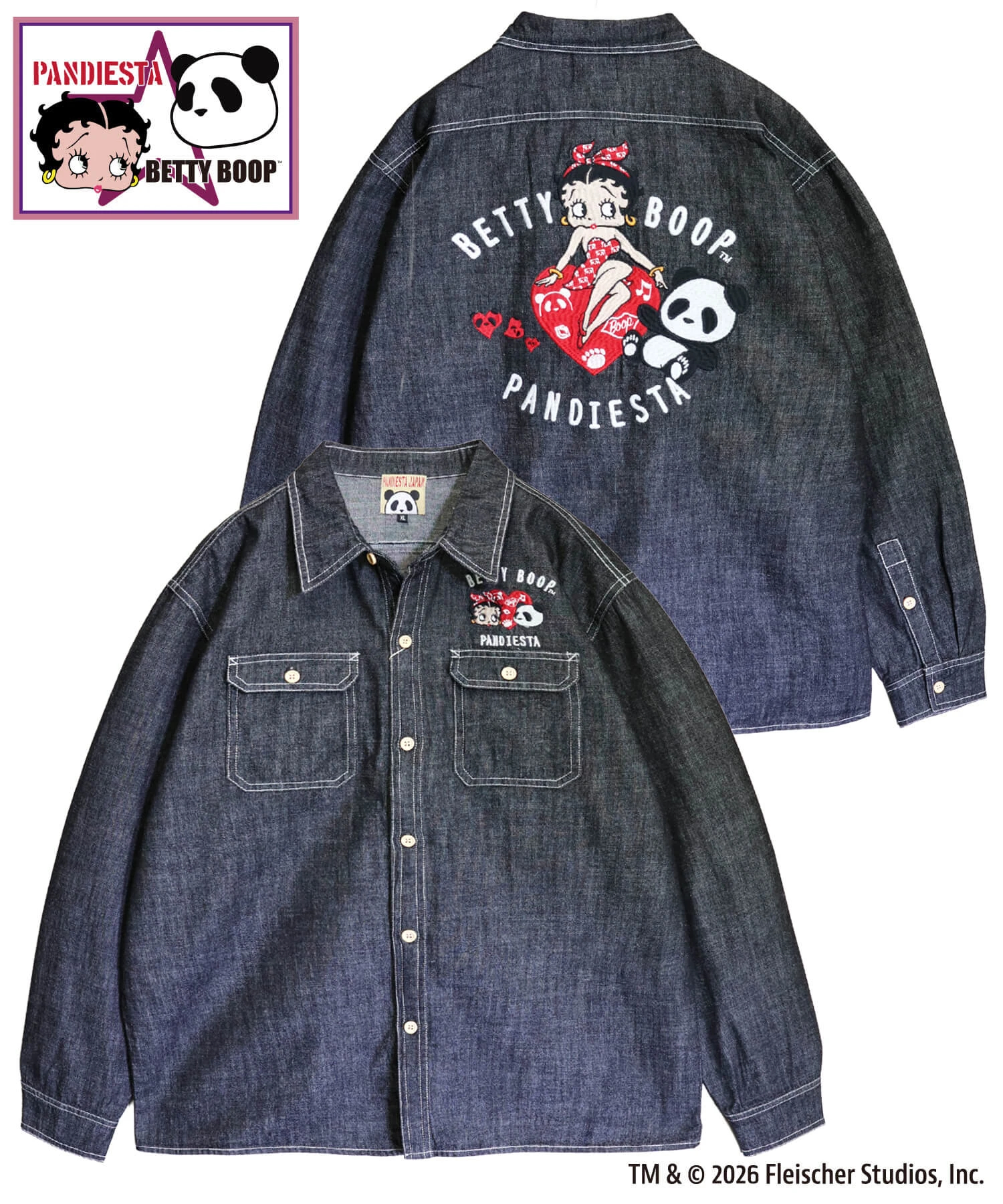 SB BETTYBOOP Pandiesta HEART & BETTY デニム シャツ（516601 MENS