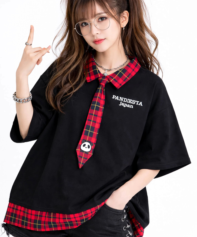 PANDIESTA(パンディエスタ) |SB PANDIESTA ネクタイ付き チェック切替 S/S ポロシャツ(526102 MENS/WOMENS）