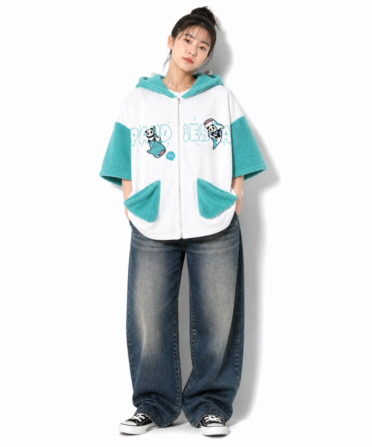 PANDIESTA(パンディエスタ) |SB PANDIESTA ジンベイ＆パンダ S/S フルジップパーカー セットアップ可能(526750  MENS/WOMENS）