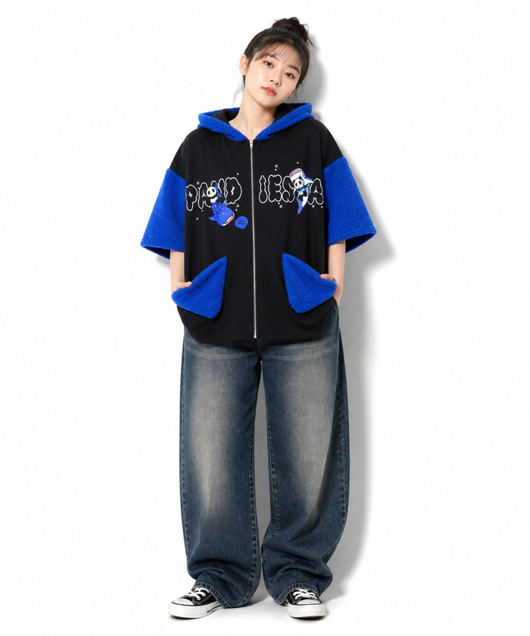 PANDIESTA(パンディエスタ) |SB PANDIESTA ジンベイ＆パンダ S/S フルジップパーカー セットアップ可能(526750  MENS/WOMENS）