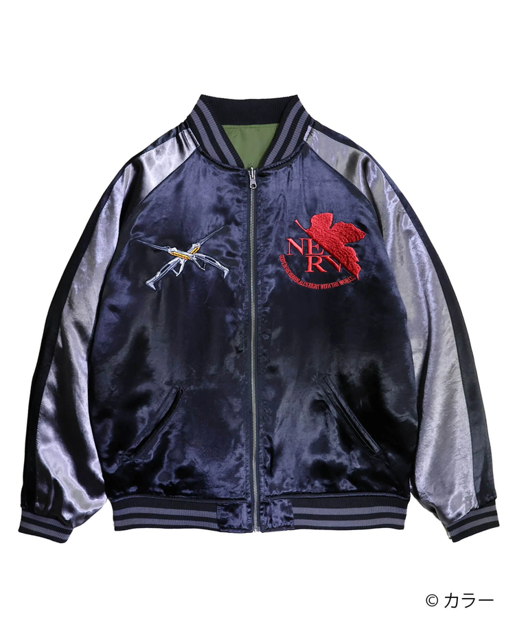 PANDIESTA(パンディエスタ) |SB 錦 EVANGELION 流水桜とEVA2号機 スカジャン＆MA-1 リバーシブル ブルゾン グレー(595351 MENS/WOMENS)