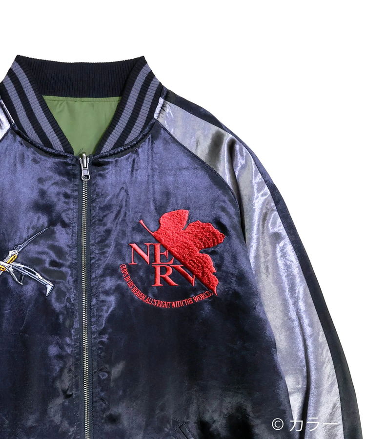 PANDIESTA(パンディエスタ) |SB 錦 EVANGELION 流水桜とEVA2号機 スカジャン＆MA-1 リバーシブル ブルゾン グレー(595351 MENS/WOMENS)