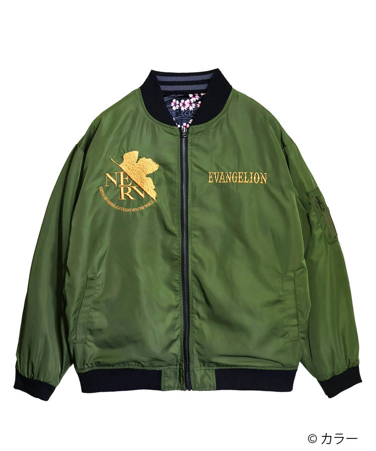 PANDIESTA(パンディエスタ) |SB 錦 EVANGELION 流水桜とEVA2号機 スカジャン＆MA-1 リバーシブル ブルゾン グレー(595351 MENS/WOMENS)