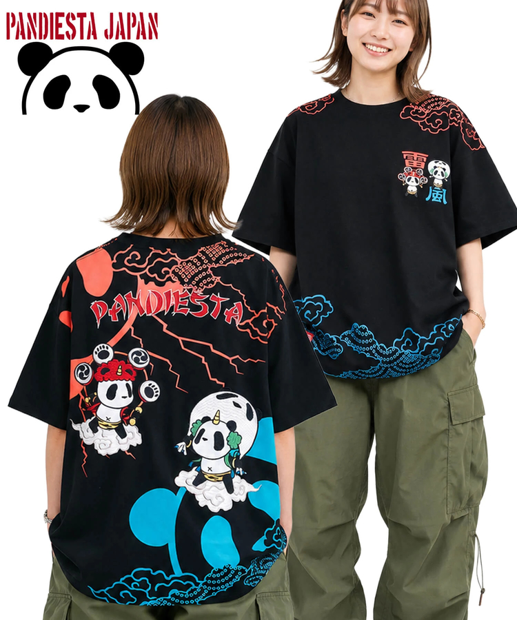 PANDIESTA(パンディエスタ) |SB PANDIESTA 子熊猫 風神雷神  刺繍 S/S Tシャツ(526225 MENS/WOMENS）
