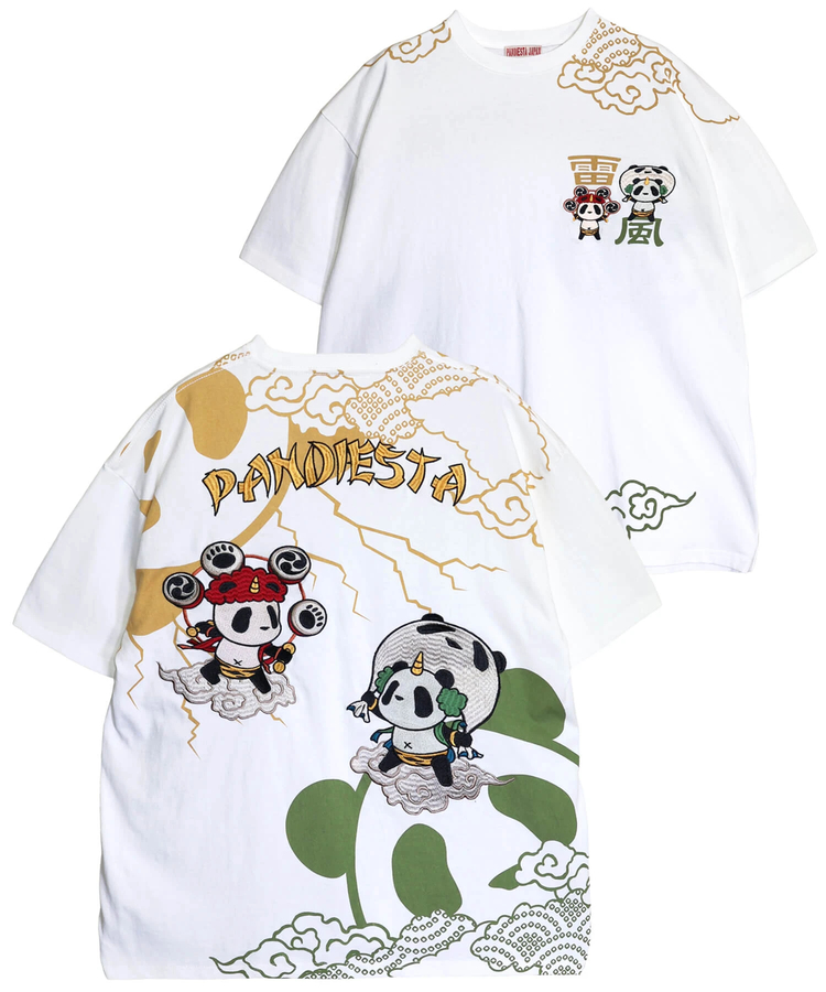 PANDIESTA(パンディエスタ) |SB PANDIESTA 子熊猫 風神雷神  刺繍 S/S Tシャツ(526225 MENS/WOMENS）