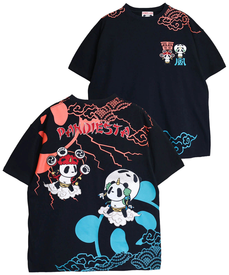 PANDIESTA(パンディエスタ) |SB PANDIESTA 子熊猫 風神雷神  刺繍 S/S Tシャツ(526225 MENS/WOMENS）