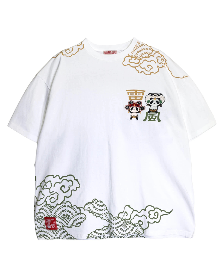 PANDIESTA(パンディエスタ) |SB PANDIESTA 子熊猫 風神雷神  刺繍 S/S Tシャツ(526225 MENS/WOMENS）