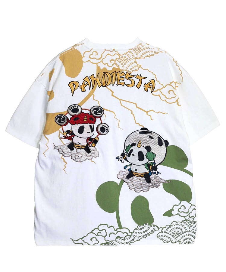 PANDIESTA(パンディエスタ) |SB PANDIESTA 子熊猫 風神雷神  刺繍 S/S Tシャツ(526225 MENS/WOMENS）